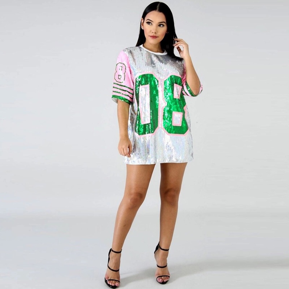 Sequin Tunic Jersey Dress - Picture 2 of 8